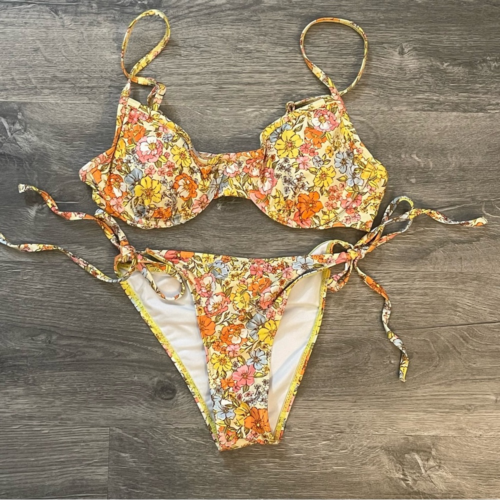 Romwe Multicolor Floral Bikini Swimsuit size S